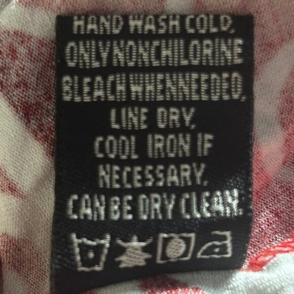 BCBGMaxAzria 3/4-sleeve scoopneck blouson dress, red swirl pattern, sz M - Picture 9 of 9